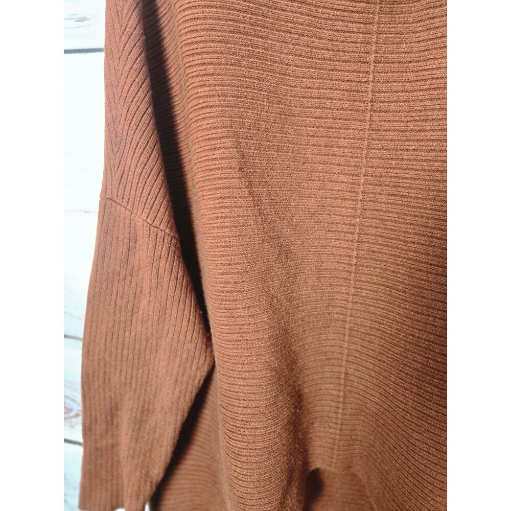 Cyrus Womens Sweater XL Rust Brown Cowl Neck Ribbed High Low Tunic Oversized - Picture 5 of 7